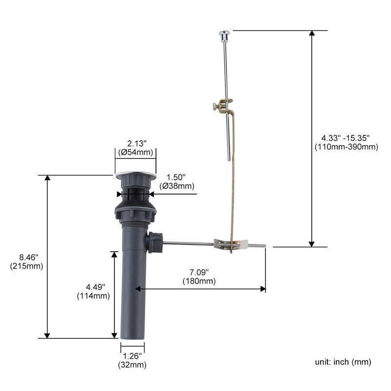 WOWOW Pop Up Drain Assembly with Lift Rod and Overflow Drain Stopper Assembly for Bathroom Faucet,Chrome - Image 4
